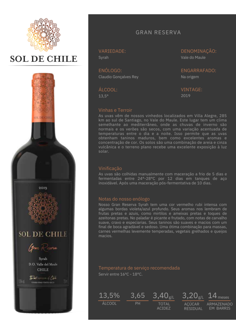 Sol de Chile Gran Reserva Syrah 2019 - Image 2